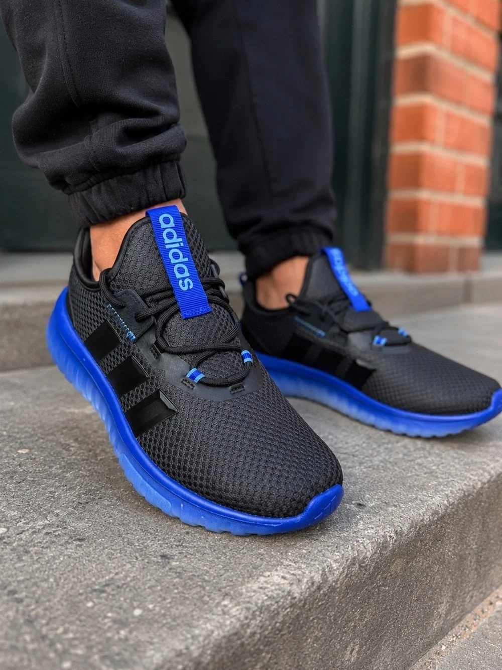 Adidas Kaptir 4.0 Youth Size 6 Black Blue Cloudfoam Running Shoes Sneakers NWT
